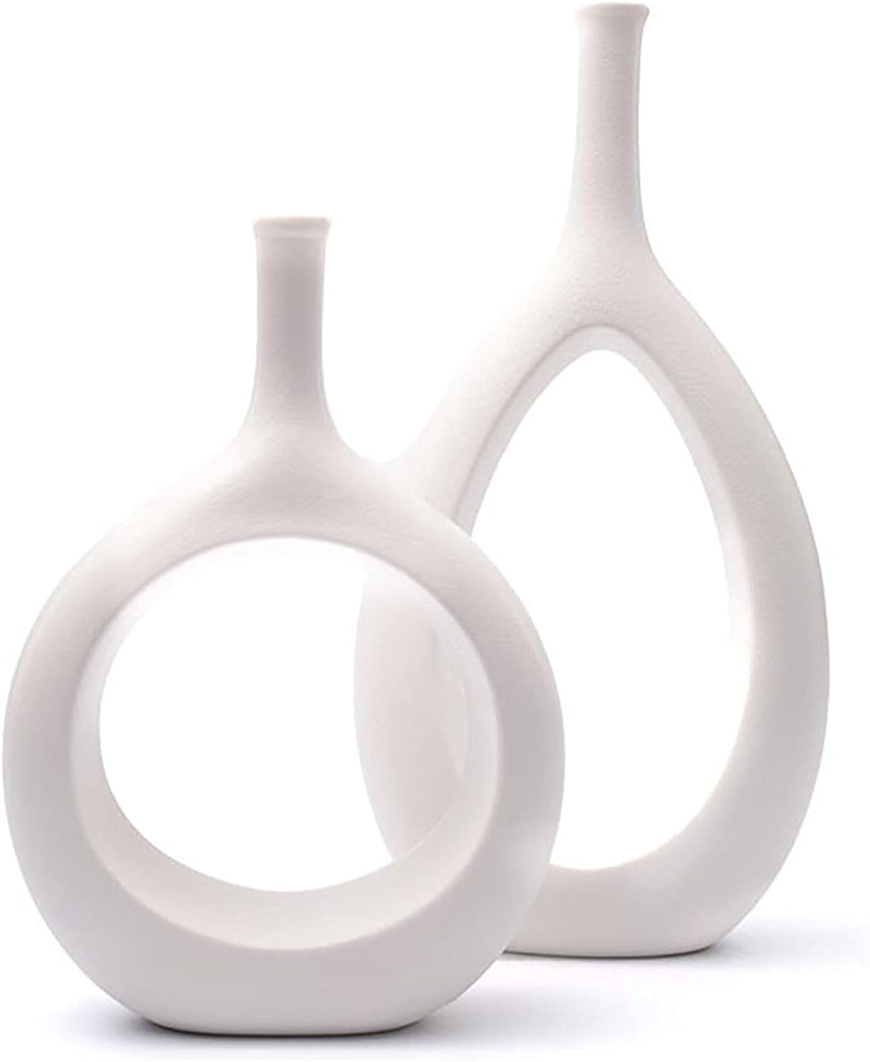 12" White Ceramic Vase - Modern Decor for Living Room, Bedroom, Kitchen