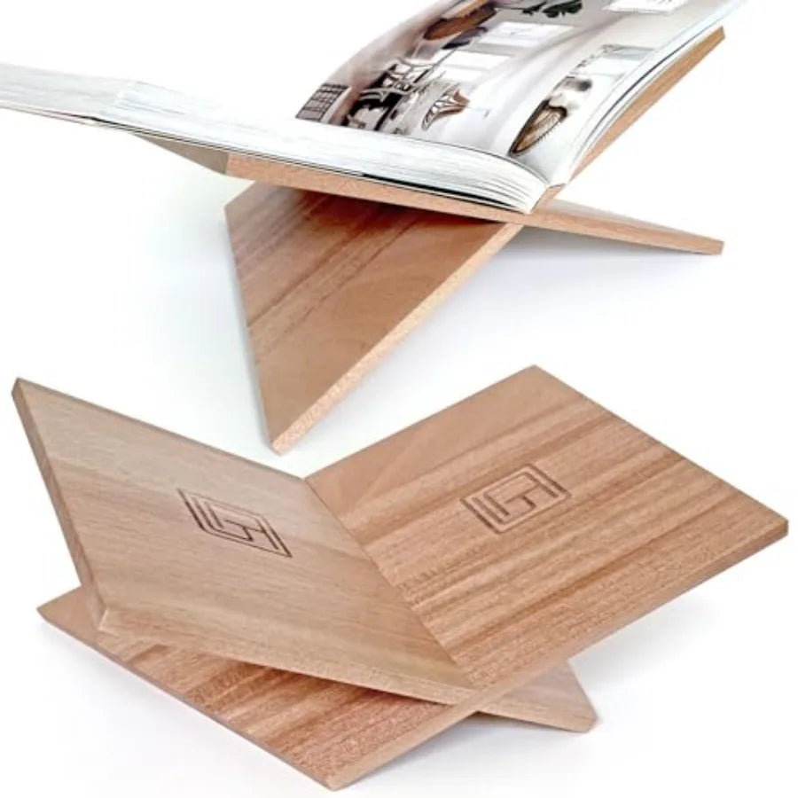 Folio Wood Book Stand — Angled Mahogany Display Holder for Cookbooks, Art Books & Reading | 12.5"