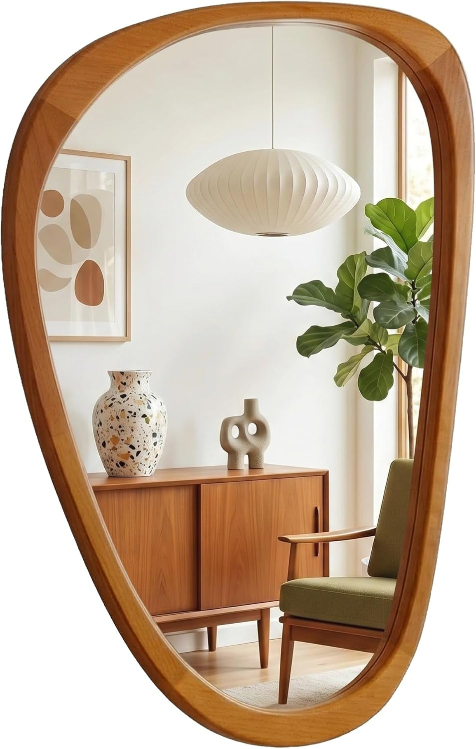 Grove — Solid Wood Asymmetric Wall Mirror, 48"×24"