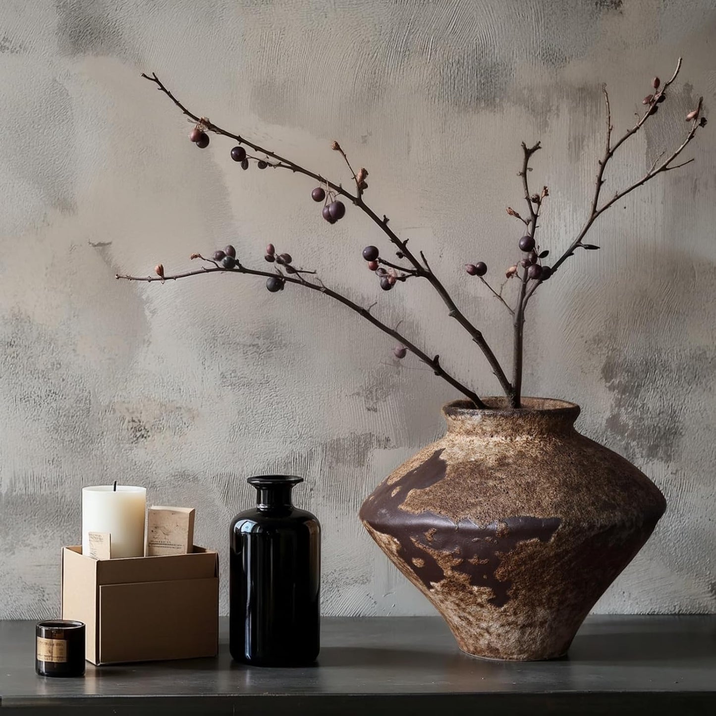 Rust — Textured Rustic Pottery Vase, 6.3"