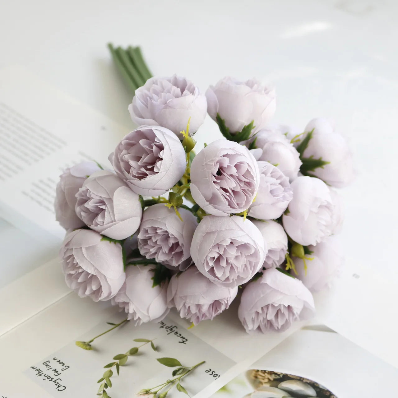 27-Head Artificial Tea Rose Bouquet – Silk Wedding & Home Decor Flowers