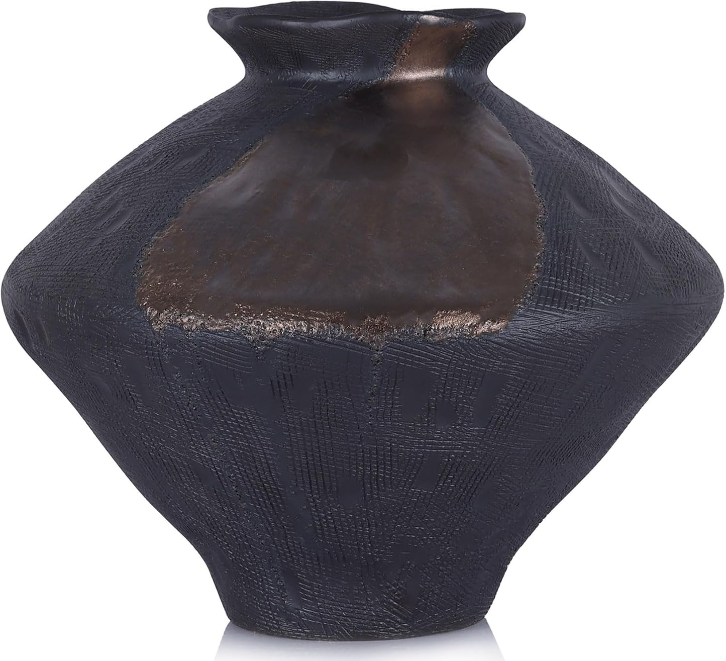Rust — Textured Rustic Pottery Vase, 6.3"