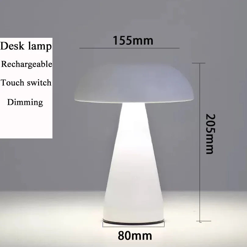 LED Retro Mushroom Table Lamp – Touch Sensor Bedside Lamp, USB Rechargeable Reading Light for Bedroom, Restaurant & Bar Decor